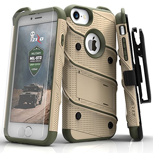 Product Cover iPhone 8 Case/iPhone 7 Case by Zizo [Bolt Series] w/ [iPhone 8 Screen Protector ] Kickstand [12 ft. Military Grade Drop Tested] Holster Belt Clip