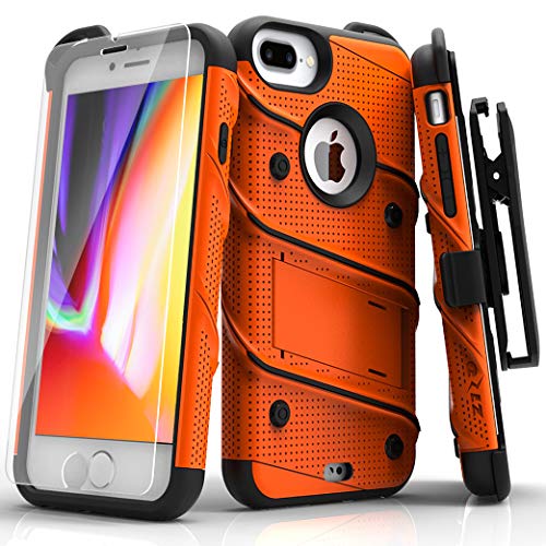 Product Cover ZIZO Bolt Series iPhone 8 Plus Case Military Grade Drop Tested Tempered Glass Screen Protector Holster iPhone 7 Plus case Orange
