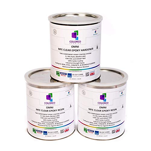 Product Cover Coloredepoxies 10002 Clear Epoxy Resin Coating 100% Solids, High Gloss For Garage Floors, Basements, Concrete and Plywood. 3 Gallon Kit
