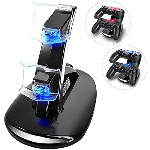 Product Cover KONKY - PS4 Controller Charging Dock Stand, USB Dual Charger Station Accessory with LED Indicator for Playstation 4 / PS4 Slim Pro and PSVR Controller, Black