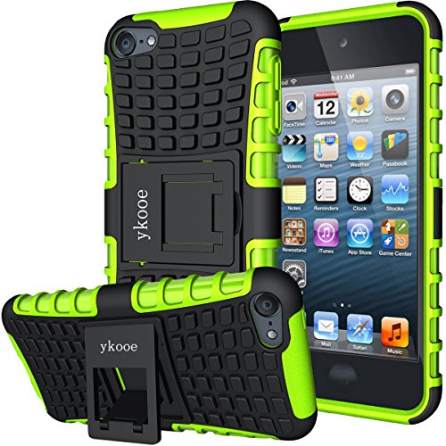 Product Cover ykooe iPod Touch 7 Case, Touch 6 Case, Touch 5 Case, Heavy Duty Protective Cover Dual Layer Hybrid Shockproof Protective Case with Stand for Apple iPod Touch 5 6 7