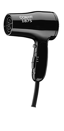 Product Cover Conair 1875W compact Hair Dryer With Folding Handle, Dual Voltage Travel Hair Dryer, Black - amazon Exclusive