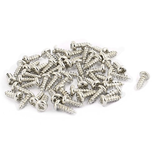 Product Cover uxcell 50pcs M2 X 6mm Stainless Steel Phillips Pan Round Head Self Tapping Screws