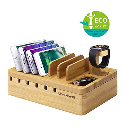 Product Cover AVLT-Power Bamboo Charging Station Multi Port USB Charger Organizer - Compatible with Apple Watch Stand - Wood Charging Station - Multi Device Organizer for Electronic Devices - Charger NOT Included