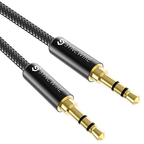 Product Cover Syncwire Long Aux Cable 6.5Ft- Auxiliary Audio Cable for Headphones, Car, Home Stereos, iPhone/Ipad iPod/Echo Dot, Galaxy S8/ Galaxy Note 8/ Smartphones & More - Black