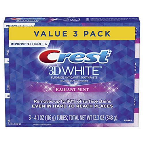 Product Cover Crest 3D White Toothpaste Radiant Mint 4.1 oz (3 pack) Packaging May Vary