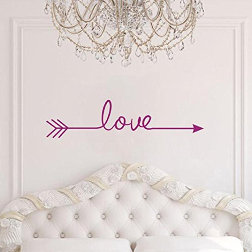 Product Cover Iuhan Fashion Love Arrow Decal Living Room Bedroom Vinyl Carving Wall Decal Sticker for Home Decoration (Purple)