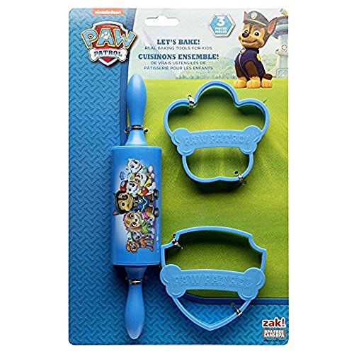Product Cover Nickelodeon PWPE-S100 Lets Rolling Pin Cutters for Cooking Patr Paw Patrol 3-piece Kids Baking Set for Cookies by Zak! Designs, 0, Boy