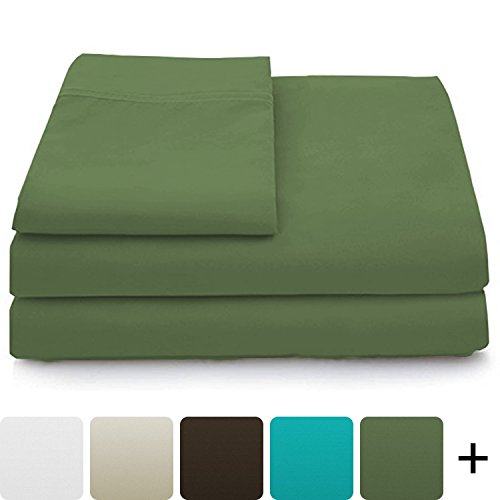 Product Cover Cosy House Collection Luxury Bamboo Bed Sheet Set - Hypoallergenic Bedding Blend from Natural Bamboo Fiber - Resists Wrinkles - 4 Piece - 1 Fitted Sheet, 1 Flat, 2 Pillowcases - Queen, Sage Green