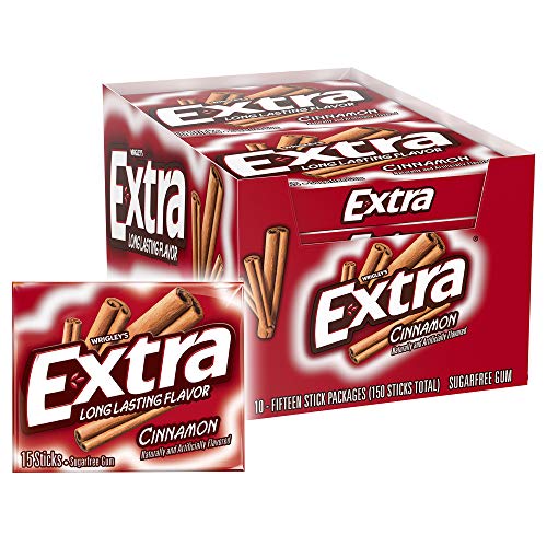 Product Cover Extra Cinnamon Sugarfree Gum, 15 Count (Pack of 10) piece
