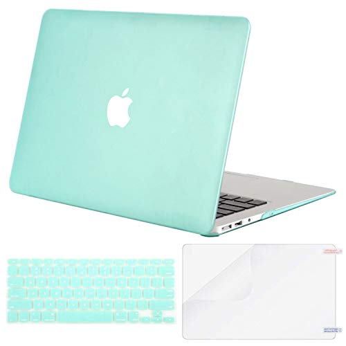 Product Cover MOSISO Plastic Hard Shell Case & Keyboard Cover & Screen Protector Only Compatible with MacBook Air 13 inch (Models: A1369 & A1466, Older Version 2010-2017 Release), Mint Green