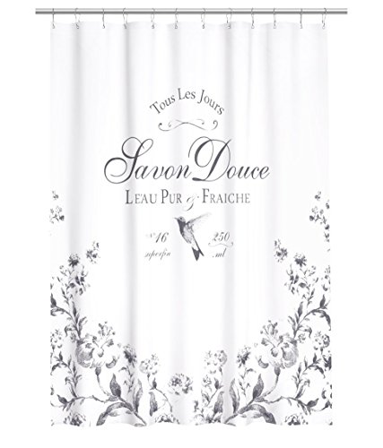Product Cover Water Repellent Fabric Shower Curtain French Vintage Old Fashion White and Black by