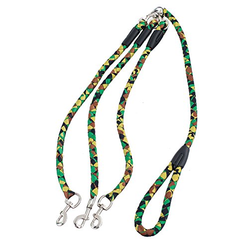 Product Cover cocopet Heavy Duty 3 Way Dog Training Coupler Leash - Best for Large Breeds Dogs - No Tangle Nylon Triple Dog Leash for Walking Three/Two/One Dogs (5 FT, 0.8