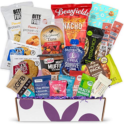 Product Cover High Protein Fitness Healthy Snack Box: Premium Mix of Healthy Gourmet Protein Snacks On The Go Meal Replacements, Perfect Fitness Care Package Gifts for Military, Athletes Or College Students