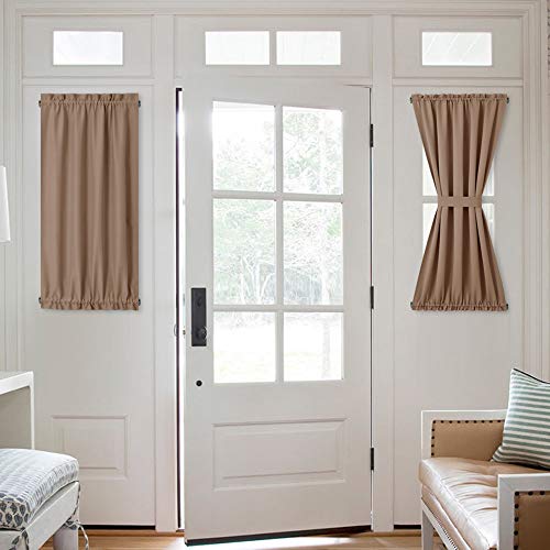 Product Cover NICETOWN Blackout French Door Curtain - Energy Efficient Blackout Sidelight Panel Short Curtain Blind for Patio Door/Glass Door (1 Piece, W25 x L40 inches, Cappuccino)