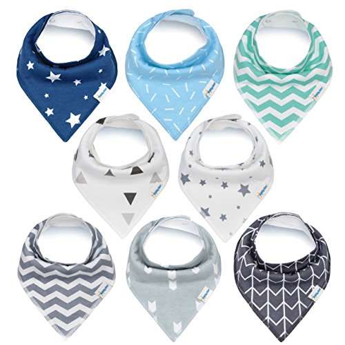 Product Cover Baby Bandana Drool Bibs, Unisex 8-Pack Gift Set for Drooling and Teething, Organic Cotton, Soft and Absorbent, Hypoallergenic - for Boys and Girls by KiddyStar (8 Pack)