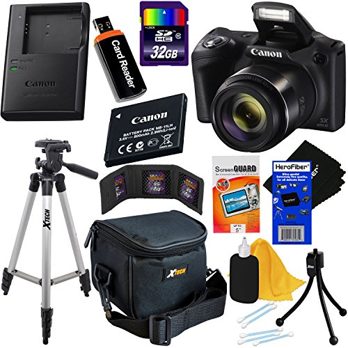 Product Cover Canon Powershot SX420 is 20 MP Wi-Fi Digital Camera with 42x Zoom (Black) Includes: Canon NB-11LH Battery & Canon Charger + 9pc 32GB Deluxe Accessory Kit W/HeroFiber Cloth