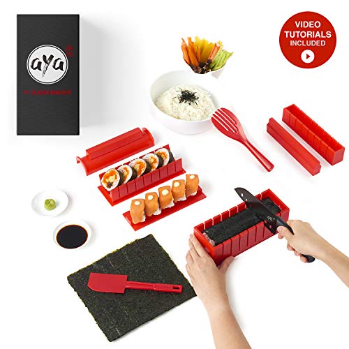 Product Cover Aya Sushi Making Kit - Original Sushi Maker Deluxe Exclusive Online Video Tutorials Complete with Sushi Knife 11 Piece DIY Sushi Set - Easy and Fun - Sushi Rolls - Maki Rolls