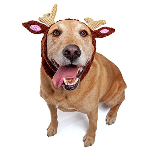 Product Cover Zoo Snoods Reindeer Dog Costume - Neck and Ear Warmer Snood for Pets (Large)