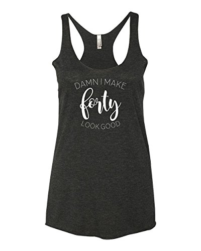 Product Cover Panoware Women's 40th Birthday Gift Tank Top | Damn I Make 40 Look Good, Vintage Black, Large