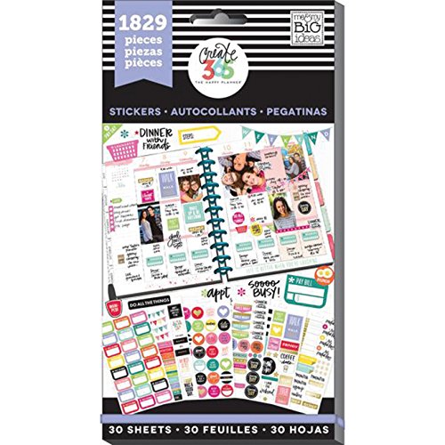 Product Cover me & my BIG ideas The Happy Planner Planner Basics Sticker Value Pack - Multi-Color & Gold Foil - Great for Projects, Scrapbooks & Albums - 30 Sheets, 1829 Stickers Total