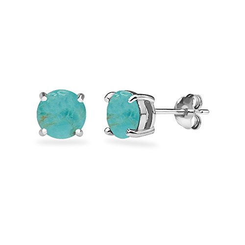 Product Cover Sterling Silver Simulated Turquoise Round 6mm Prong-set Stud Earrings