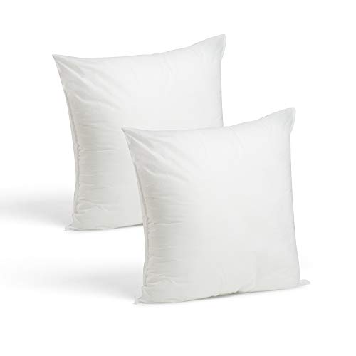 Product Cover Set of 2-18 x 18 Premium Hypoallergenic Stuffer Pillow Insert Sham Square Form Polyester, Standard/White - Made in USA