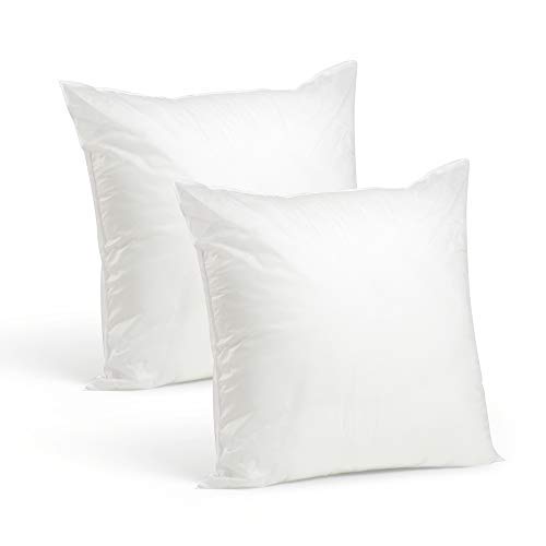 Product Cover Set of 2-20 x 20 Premium Hypoallergenic Stuffer Pillow Insert Sham Square Form Polyester, Standard/White - Made in USA