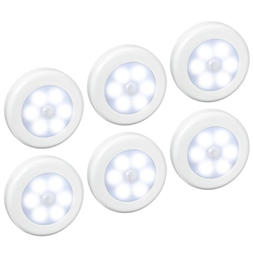 Product Cover AMIR (Upgraded Version) Motion Sensor Light, Cordless Battery-Powered LED Night Light, Stick-anywhere Closet Light Stair Lights, Wall Lights for Hallway, Bedroom, Kitchen (White - Pack of 6)