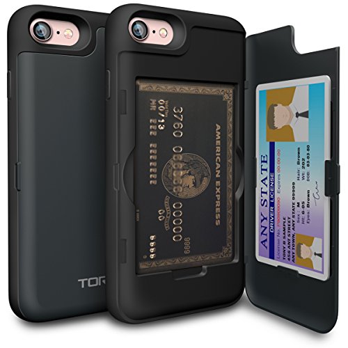 Product Cover TORU CX PRO iPhone 8 Wallet Case Dark Blue with Hidden Credit Card ID Slot Holder Hard Cover & Mirror for iPhone 8 / iPhone 7 - Metal Slate