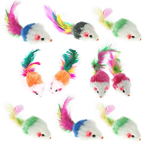 Product Cover Aftermarket Furry Pet Cat Toys Mice, Cat Toy Mouse, Pet Toys for Cats, Cat Catcher for Feather Tails, 10 Counting