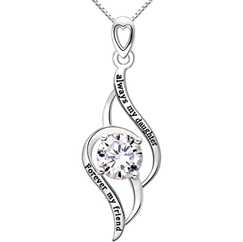 Product Cover ALOV Always My Daughter Forever My Friend Jewelry Silver Cubic Zirconia Love Pendant Necklace