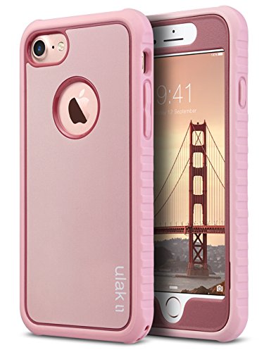 Product Cover ULAK iPhone 8 & 7 Case, Shockproof Flexible Durability TPU Bumper Case, Durable Anti-Slip, Front and Back Hard PC Defensive Protection Cover for Apple iPhone 7/8 4.7 inch, Rose Gold