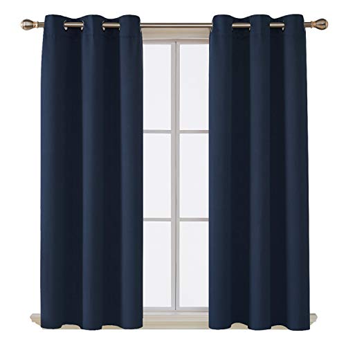 Product Cover Deconovo Room Darkening Thermal Insulated Blackout Grommet Window Curtain Panel for Living Room, Navy Blue, 42x63 Inch, 1 Panel