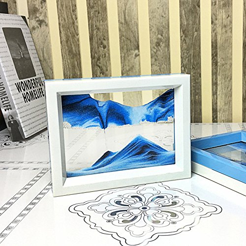 Product Cover CooCu Moving Sand Art Picture,Desktop Art Toys ,Voted Best Gift!(Ocean Heart) - Black,White,Blue