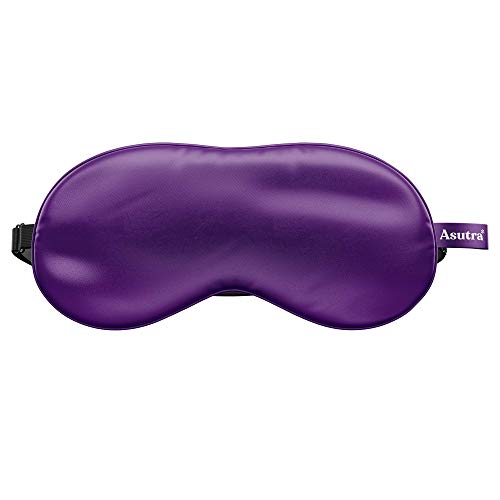 Product Cover ASUTRA Weighted Silk Eye Pillow Sleep Mask, Purple | Filled w/Lavender & Flax Seeds | 100% Hypoallergenic | Headache, Puffy Eyes, Migraine Relief | Meditation & Light Blocking