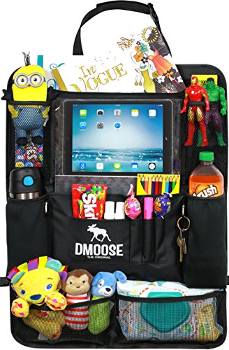 Product Cover DMoose Car Backseat Organizer for Kids with Touchscreen Tablet Holder, Neoprene Water Bottle Pockets, and Space Saving Storage, Seat Protector Kick Mat and Travel Support