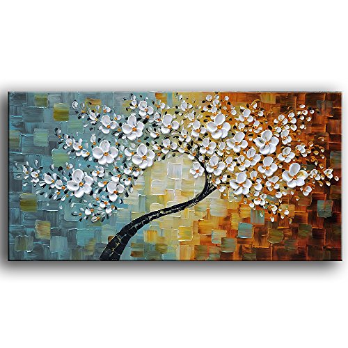 Product Cover YaSheng Art -100% Hand-Painted Contemporary Art Oil Painting On Canvas Texture Palette Knife Landscape Paintings Modern Home Interior Decor Abstract Art 3D Flowers Paintings Ready to Hang 20x40inch