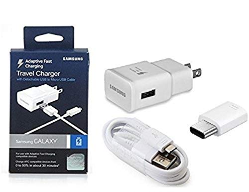Product Cover Samsung Adaptive Fast Charging Travel Charger With C & Micro USB Cable with OTG Micro & C TYPE For S6,S7,S8,S9,S10,Edge,+ Note4,Note5,Note8,Note9 - Made in Vietnam (Kit)