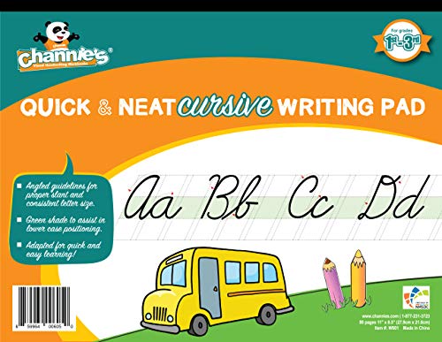 Product Cover Channie's Quick & Neat Cursive Handwriting Pad, 80 Pages Front & Back, 40 Sheets, Grades 1st - 3rd, Size 8.5