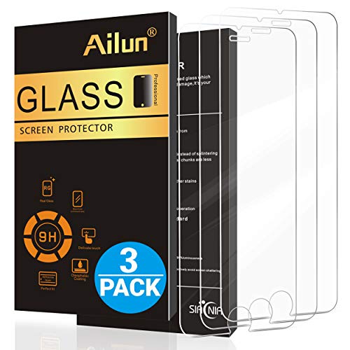 Product Cover Ailun Screen Protector Compatible with iPhone 8 iPhone 7 iPhone 6s iPhone 6 Tempered Glass 3 Pack Compatible with iPhone 8 7 6 6s Case Friendly 4.7Inch 2.5D Edge Siania Retail Package