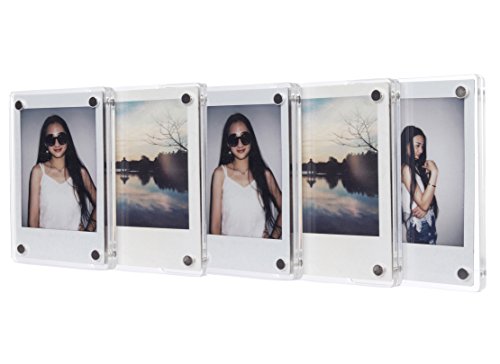 Product Cover CAIUL Compatible Clear Acrylic Fridge Magnetic Frame, Double Sided Photo Magnet Frame for Fujifilm Instax Mini 9 8 8+ 70 7s 90 25 26 50s Film, 5 pcs