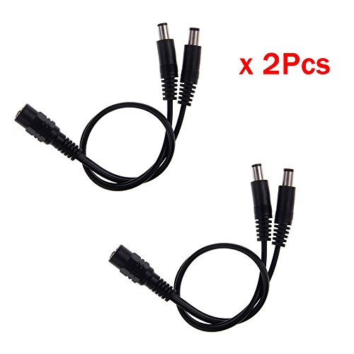 Product Cover Bronagrand 2pcs DC Power 1 Female to 2 Male 5.1mm X 2.1mm DC Power Adapter Splitter Cable for CCTV Security Cameras LED Strip Light