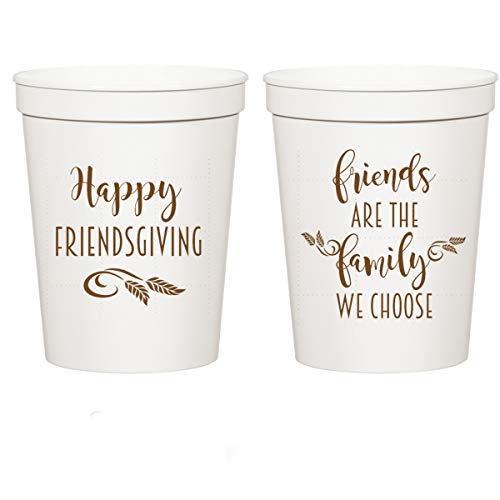 Product Cover Thanksgiving White Plastic Stadium Cups - Happy Friendsgiving (10 cups)