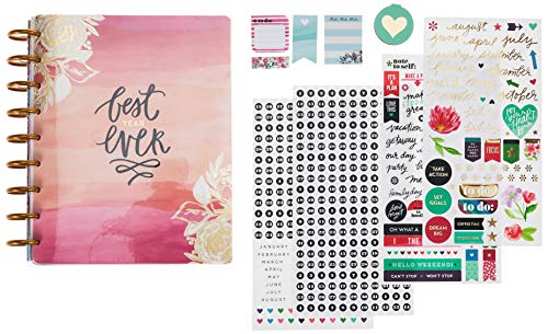 Product Cover me & my BIG ideas The Happy Planner Box Kit - Best Year Ever Theme - 12 Month Undated - Vertical Layout - 4 Sheets of Stickers, 2 Magnetic Bookmarks, 4 Sticky Note Pads - Classic Size