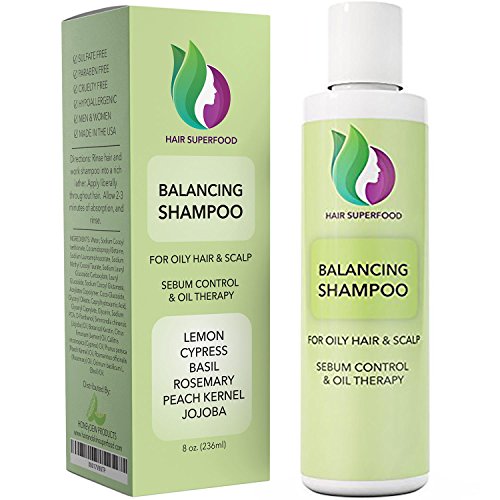 Product Cover Vitamin Shampoo For Oily Hair & Scalp - Itchy Scalp & Greasy Hair Treatment For Oily & Thinning Hair - Volumizing Shampoo For Women + Men - Purifying Shampoo Sulfate Free with Lemon + Jojoba Oil
