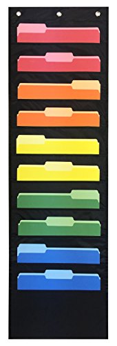 Product Cover Storage Pocket Chart, Hanging Wall File Organizer by Essex Wares - Organize Your Assignments, Files, Scrapbook Papers & More (Black)