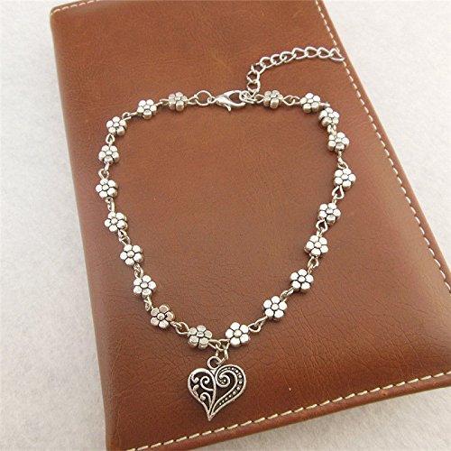 Product Cover Fashion Gift Women Tibetan Silver Daisy Flower Chain Anklet Ankle Bracelet