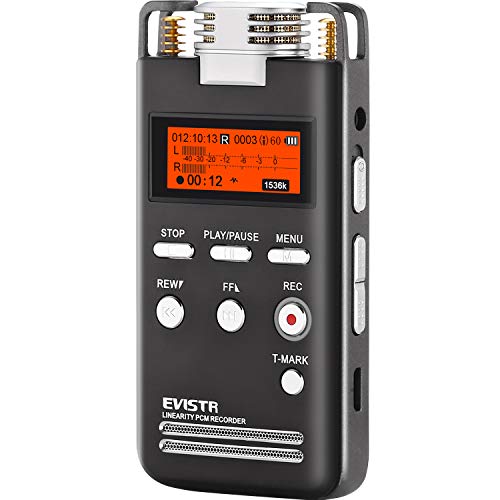 Product Cover EVISTR Digital Voice Recorder 8GB L53-1536KPBS PCM Stereo Audio Recording Device Portable Dictaphone Microphone Gain Controllable Noise Reduction