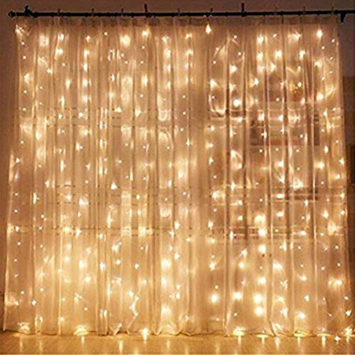 Product Cover Twinkle Star 300 LED Window Curtain String Light Wedding Party Home Garden Bedroom Outdoor Indoor Wall Decorations, Warm White
